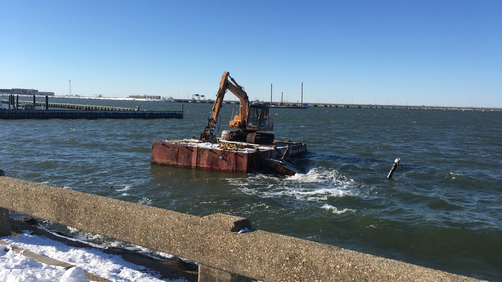 Contractor Saves Excavator From Sinking Barge Daily Press
